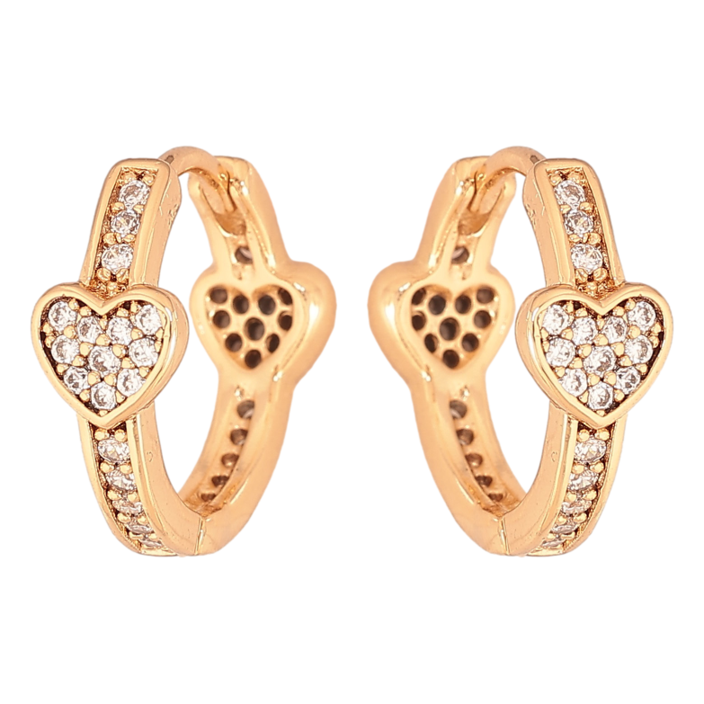 Сережки Xuping колір Позолота 18К колечка "Сердечки з кристалами" фото №1