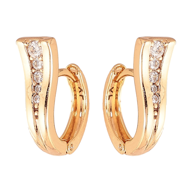 Серьги Xuping цвет Позолота 18K колечки "Узор с кристаллами"  фото №1