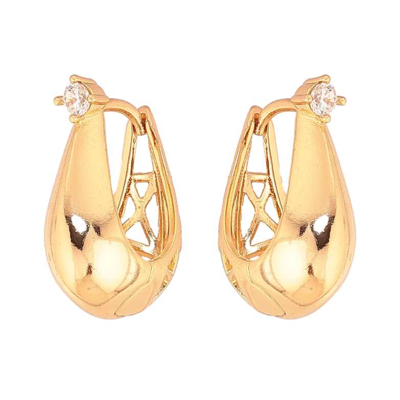 Серьги Xuping цвет Позолота 18К колечки "Узор с кристаллами" фото №1 Серьги Xuping цвет Позолота 18К колечки "Узор с кристаллами" фото №1