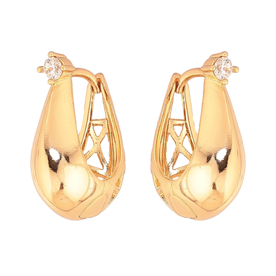 Серьги Xuping цвет Позолота 18К колечки "Узор с кристаллами" фото №1 Серьги Xuping цвет Позолота 18К колечки "Узор с кристаллами" фото №1