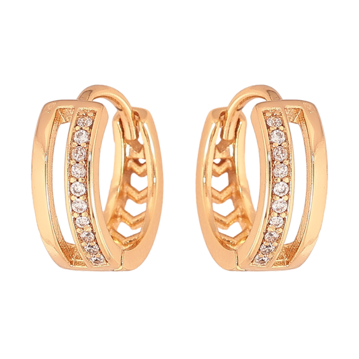 Сережки Xuping колір Позолота 18К колечка "Візерунок з кристалами" фото №22