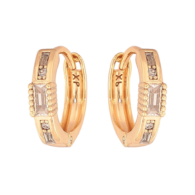 Сережки Xuping колір Позолота 18К колечка "Візерунок з кристалами" фото №16