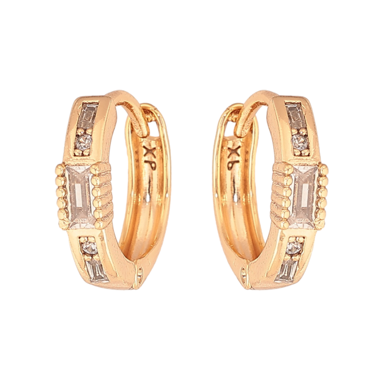 Сережки Xuping колір Позолота 18К колечка "Візерунок з кристалами" фото №1 Сережки Xuping колір Позолота 18К колечка "Візерунок з кристалами" фото №1