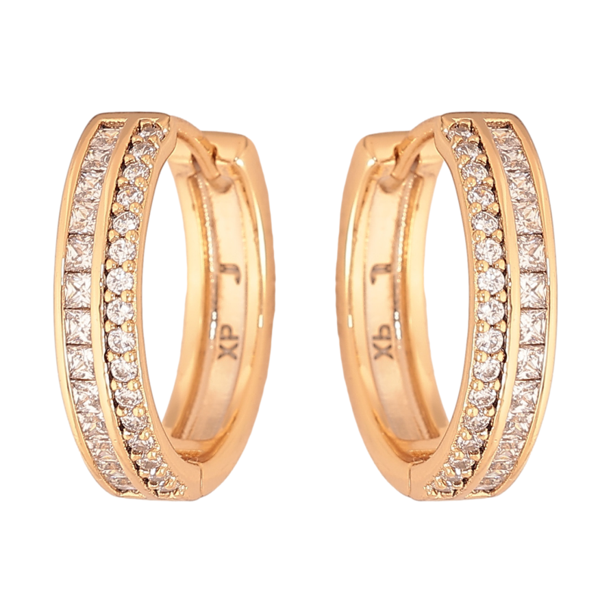Сережки Xuping колір Позолота 18К колечка "Інкрустація кристалами" фото №1 Сережки Xuping колір Позолота 18К колечка "Інкрустація кристалами" фото №1