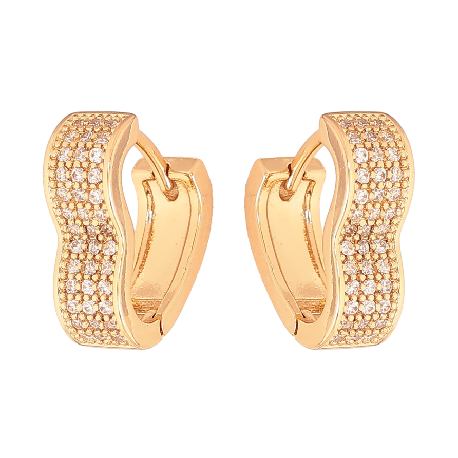 Сережки Xuping колір Позолота 18К колечка "Сердечки з інкрустацією кристалами" фото №1 Сережки Xuping колір Позолота 18К колечка "Сердечки з інкрустацією кристалами" фото №1