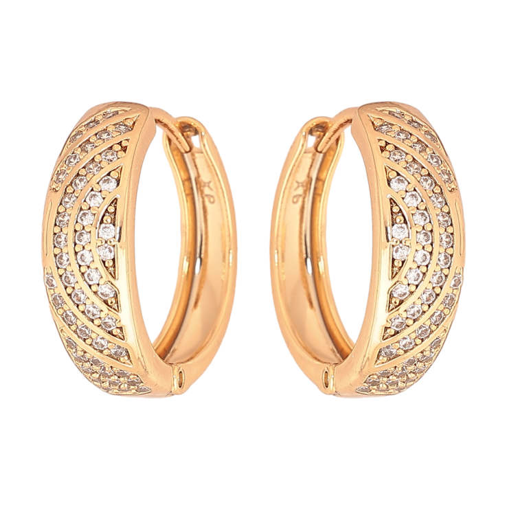 Серьги Xuping цвет Позолота 18К колечки "Узор с кристаллами" фото №12