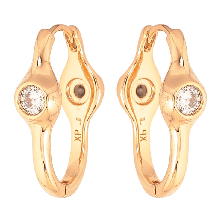 Сережки Xuping колір Позолота 18K колечка "Візерунок з кристалами двосторонній" фото №24 Сережки Xuping колір Позолота 18K колечка "Візерунок з кристалами двосторонній" фото №24