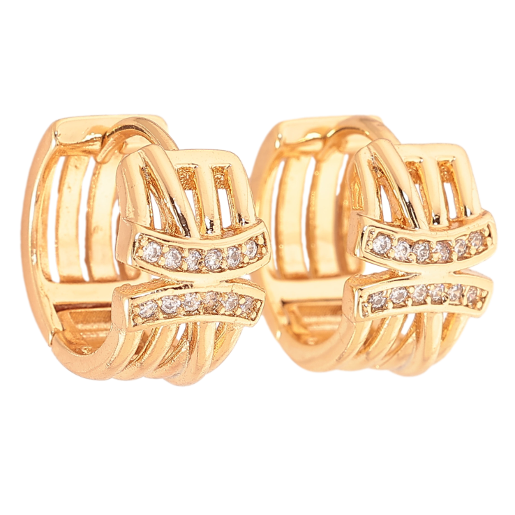 Сережки Xuping колір Позолота 18К колечка "Візерунок з кристалами" фото №20