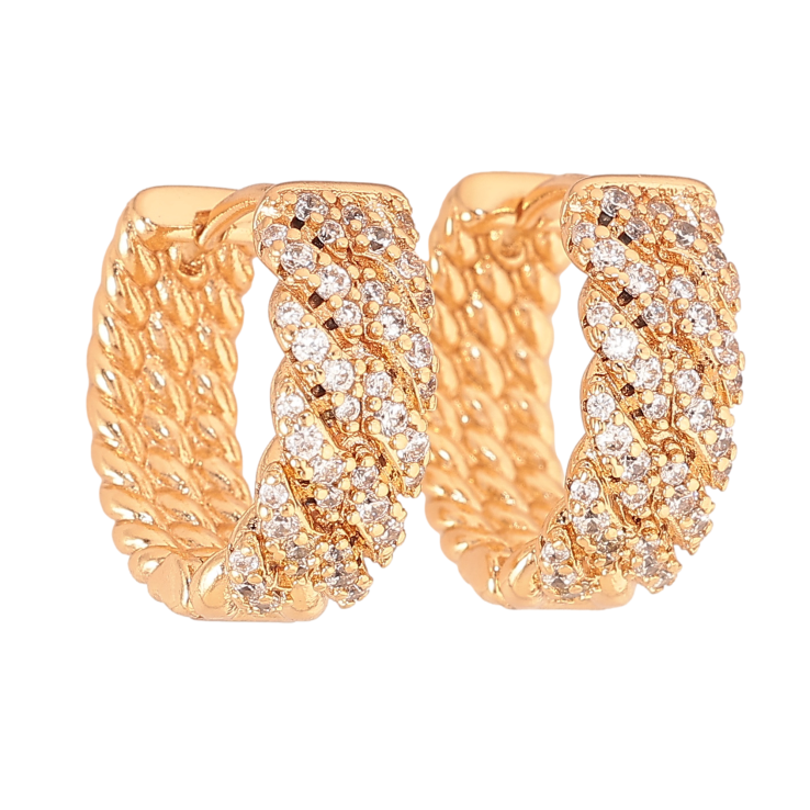 Серьги Xuping цвет Позолота 18К колечки "Инкрустация кристаллами" фото №7