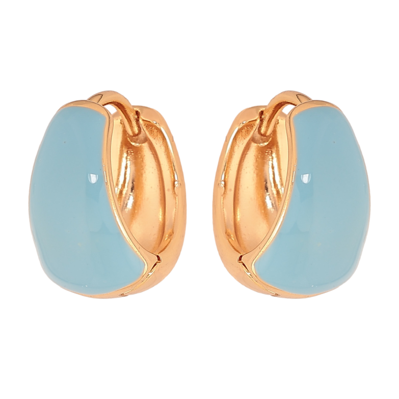 Серьги Xuping цвет Позолота 18К колечки "Узор голубой эмалью" фото №1