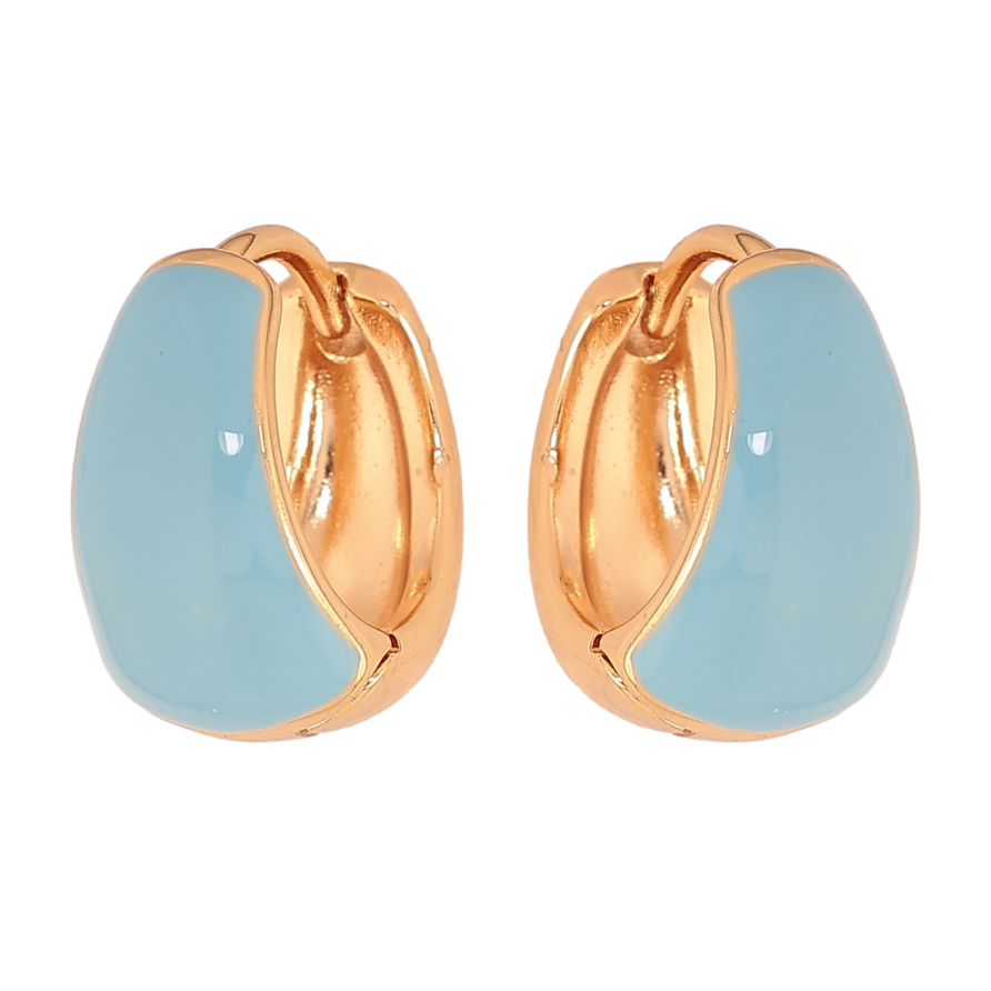 Серьги Xuping цвет Позолота 18К колечки "Узор голубой эмалью" фото №1