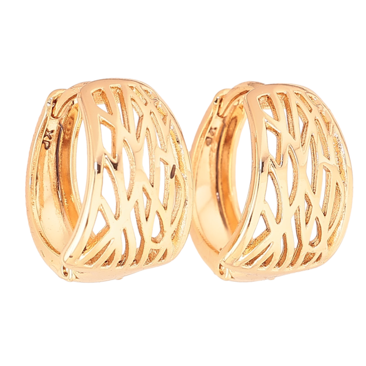 Серьги Xuping цвет Позолота 18К колечки "Декоративный узор" фото №6