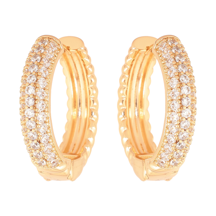 Серьги Xuping цвет Позолота 18К колечки "Инкрустация кристаллами" фото №2 Серьги Xuping цвет Позолота 18К колечки "Инкрустация кристаллами" фото №2