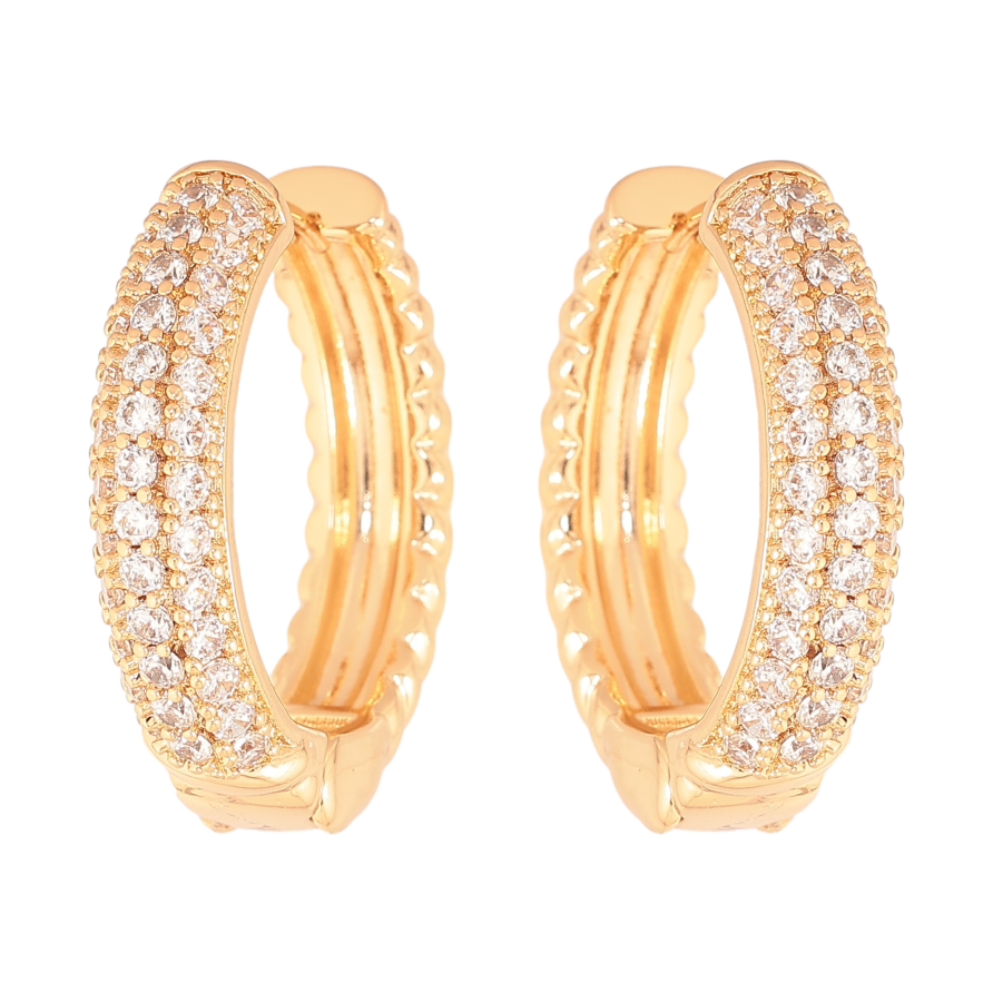 Серьги Xuping цвет Позолота 18К колечки "Инкрустация кристаллами" фото №1 Серьги Xuping цвет Позолота 18К колечки "Инкрустация кристаллами" фото №1