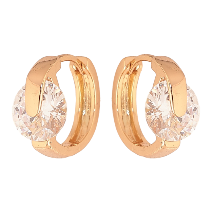 Сережки Xuping колір Позолота 18К колечка "Візерунок з кристалами" фото №20