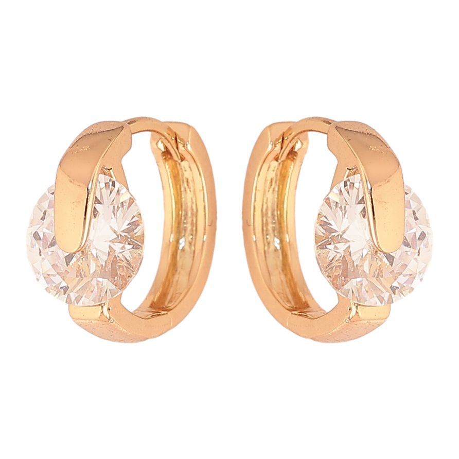 Сережки Xuping колір Позолота 18К колечка "Візерунок з кристалами" фото №1