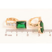 Серьги Xuping цвет Позолота 18K колечки "Узор с зелеными кристаллами" фото №2