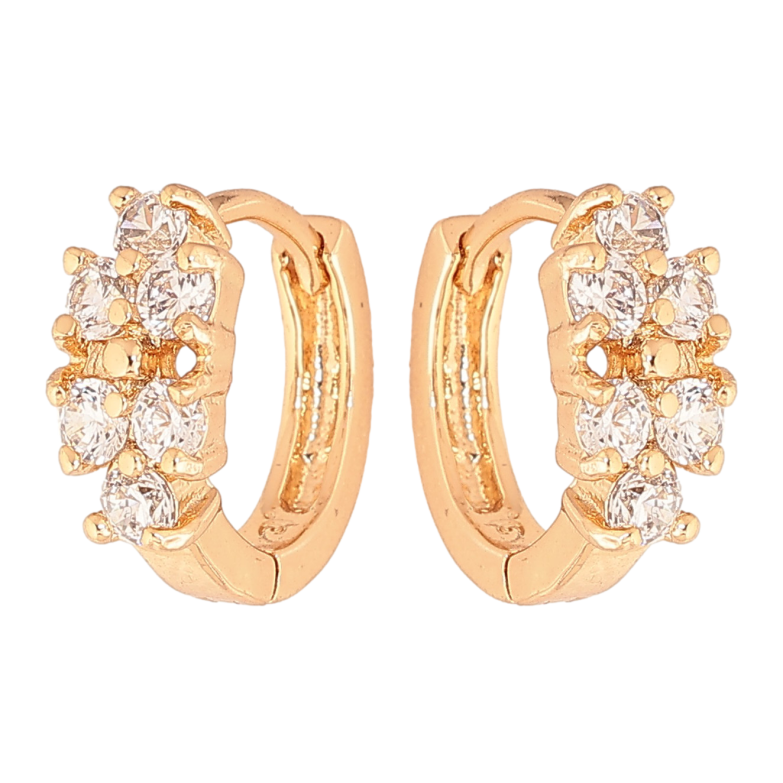 Сережки Xuping колір Позолота 18К колечка "Візерунок з кристалами" фото №1