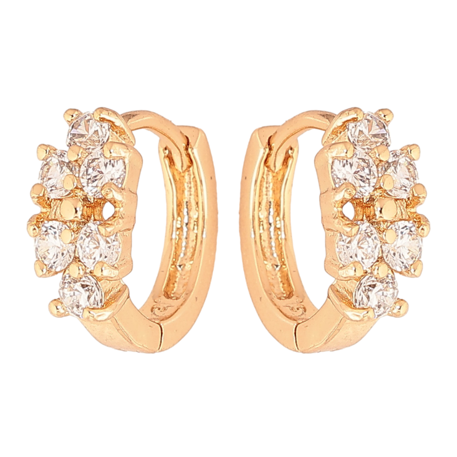 Сережки Xuping колір Позолота 18К колечка "Візерунок з кристалами" фото №1