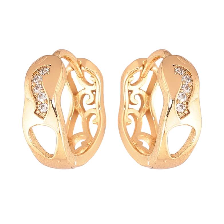 Сережки Xuping колір Позолота 18К колечка "Візерунок з кристалами" фото №1