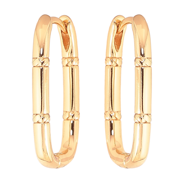 Серьги Xuping цвет Позолота 18K колечки "Овальные с узором" фото №1