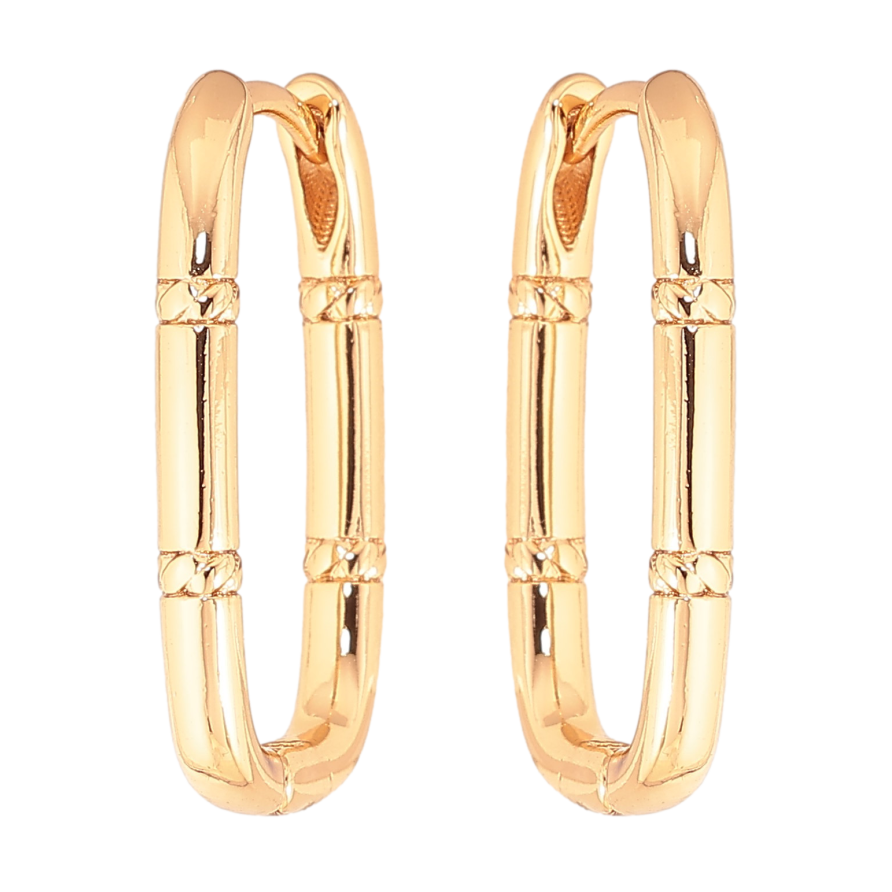 Сережки Xuping колір Позолота 18K колечка "Овальні з візерунком" фото №1