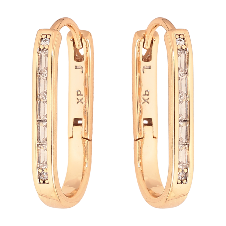 Сережки Xuping колір Позолота 18К колечка "Доріжки кристалів" фото №1