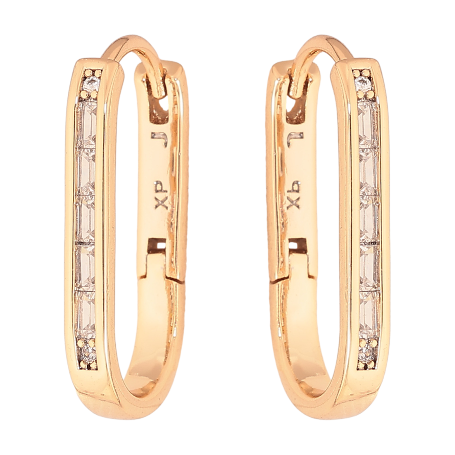 Сережки Xuping колір Позолота 18К колечка "Доріжки кристалів" фото №1 Сережки Xuping колір Позолота 18К колечка "Доріжки кристалів" фото №1