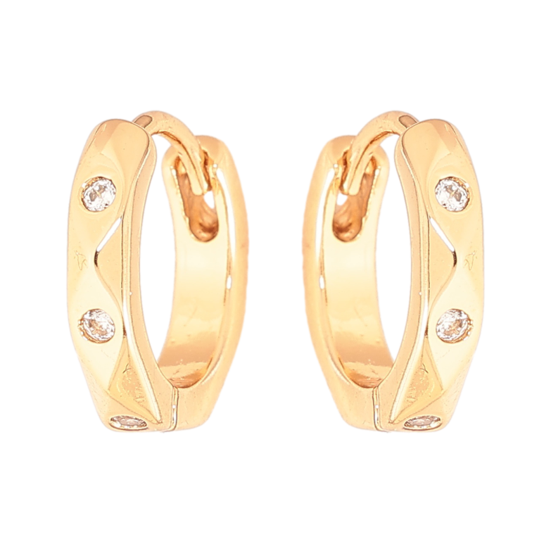 Серьги Xuping цвет Позолота 18К колечки "Узор кристаллами" фото №1