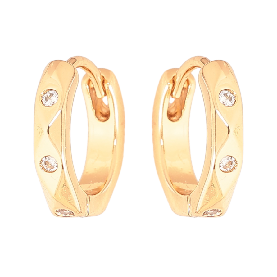 Серьги Xuping цвет Позолота 18К колечки "Узор кристаллами" фото №1