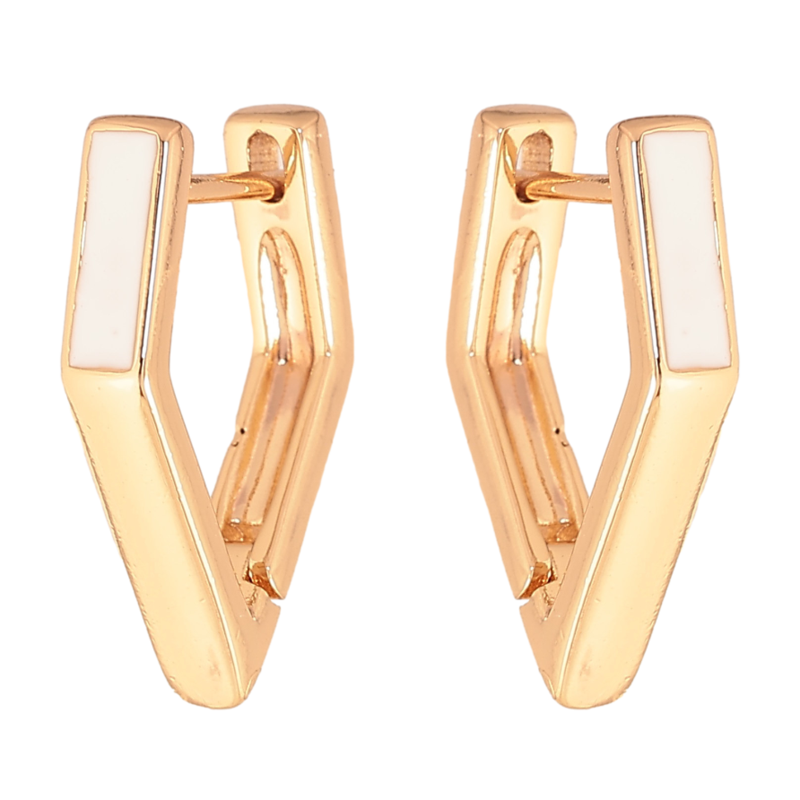 Сережки Xuping колір Позолота 18К колечка "Візерунок з білою емаллю" фото №1