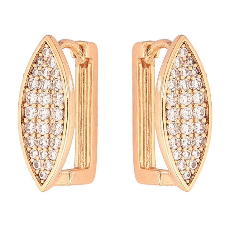 Серьги Xuping цвет Позолота 18К колечки "Узор с инкрустацией кристаллами" фото №9