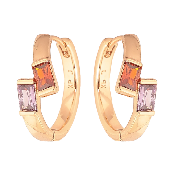 Сережки Xuping колір Позолота 18К колечка "Візерунок з кольоровими кристалами" фото №10