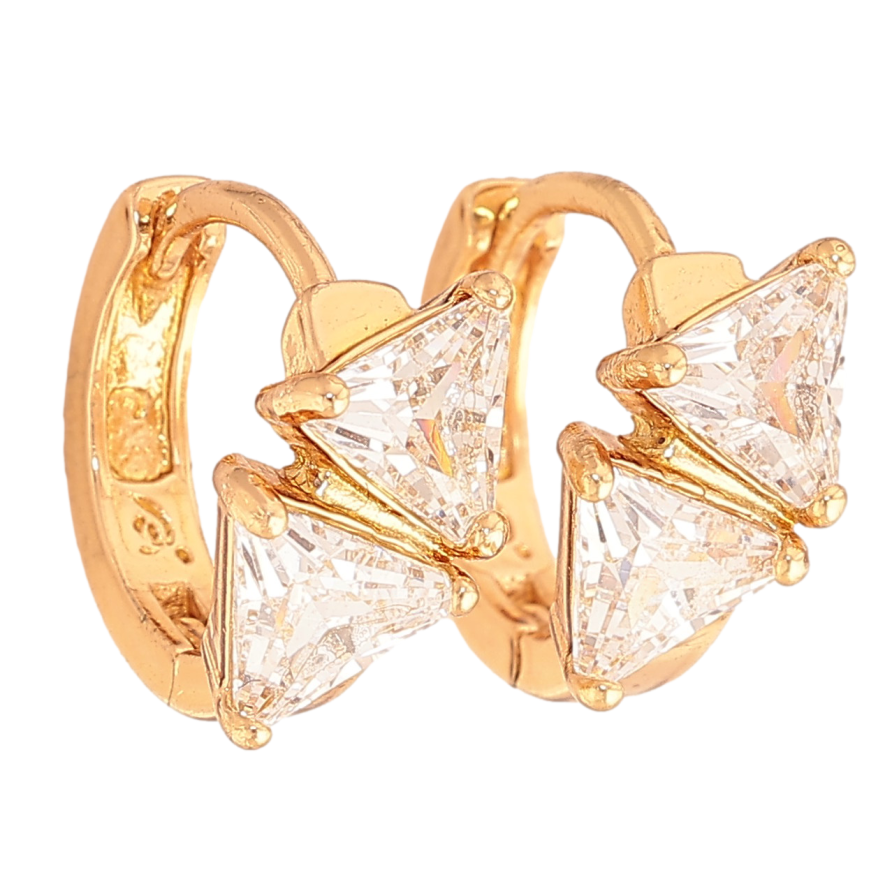 Сережки Xuping колір Позолота 18К колечка "Два кристали" фото №1