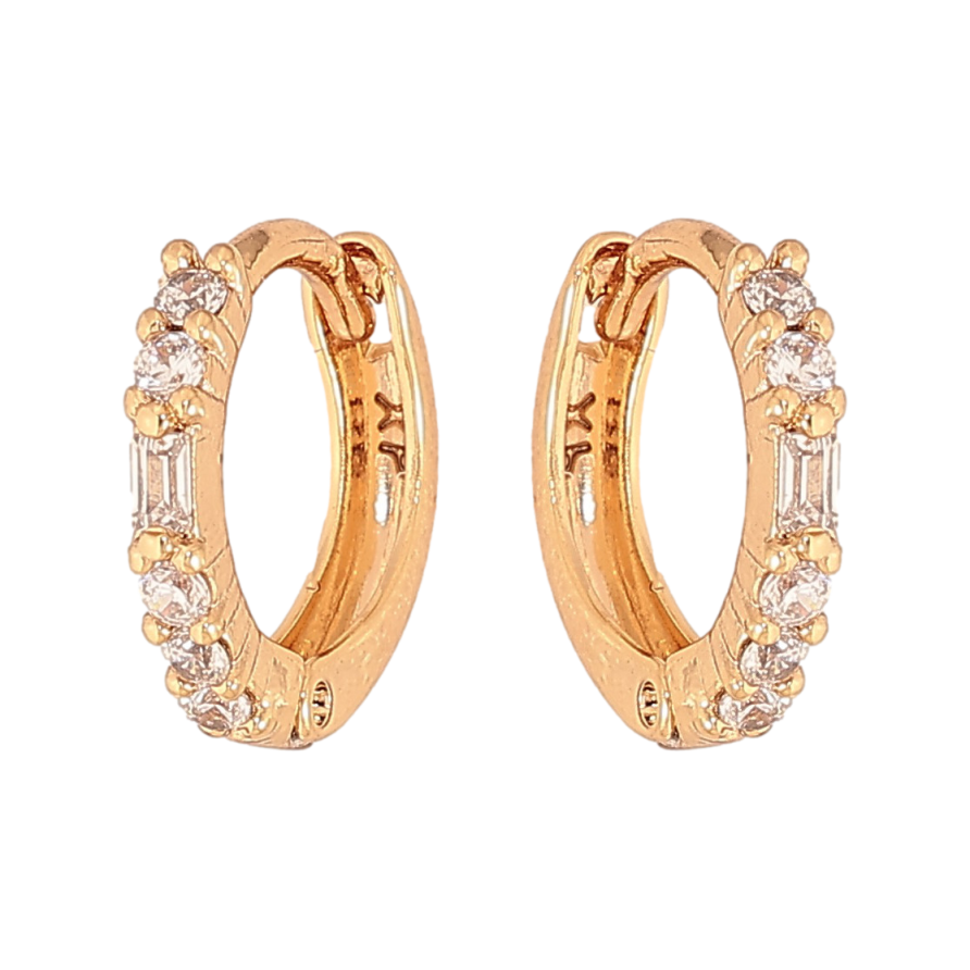 Серьги Xuping цвет Позолота 18К колечки "Дорожки кристаллов" фото №1