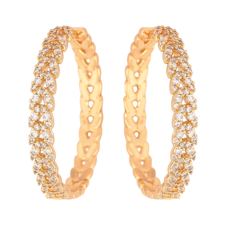 Сережки Xuping колір Позолота 18К колечка "Візерунок з кристалами" ø 3.3см фото №1