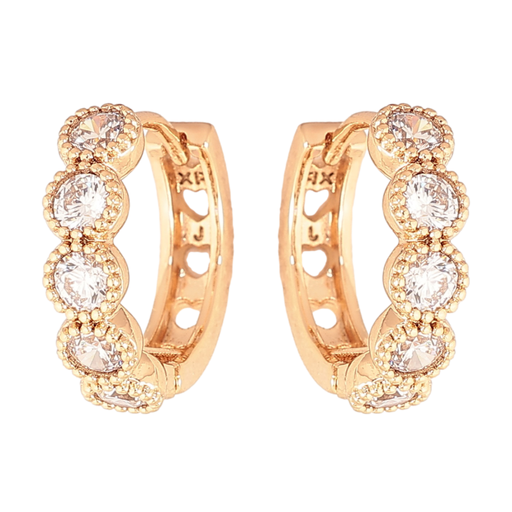 Сережки Xuping колір Позолота 18К колечка "Доріжки кристалів" фото №8