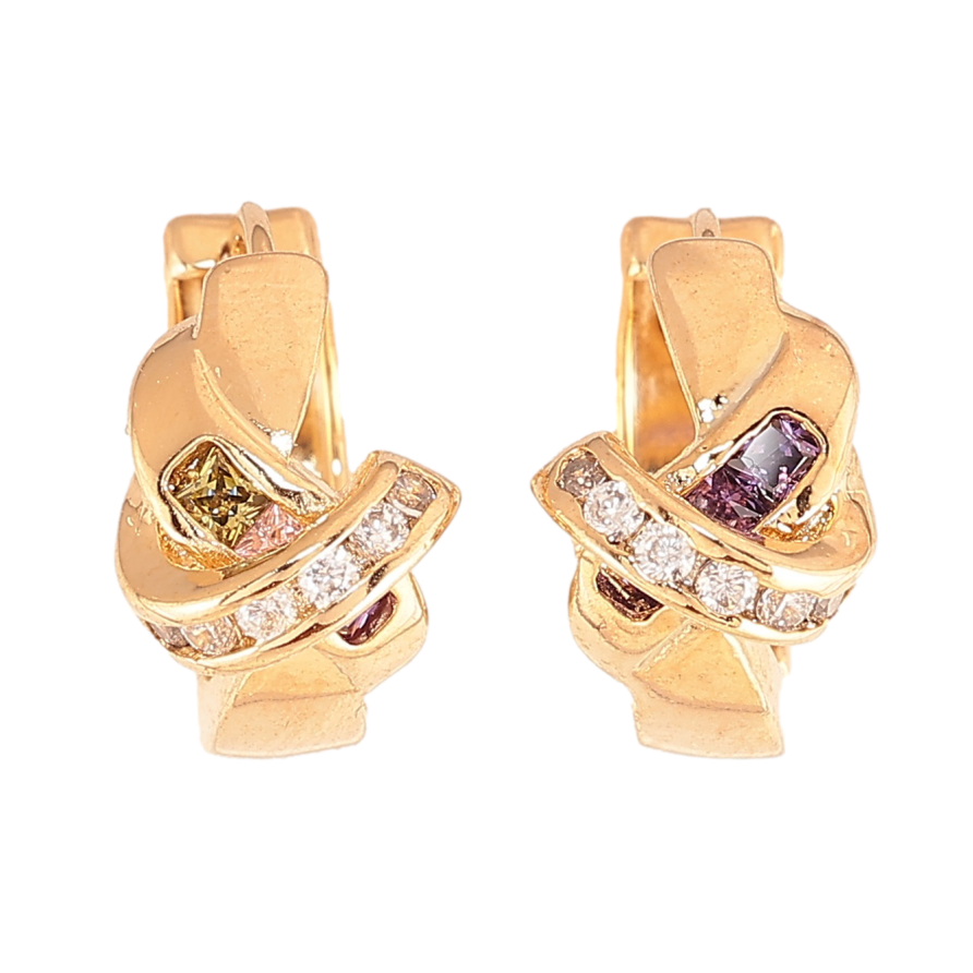 Сережки Xuping колір Позолота 18К колечка "Візерунок з кристалами" фото №1