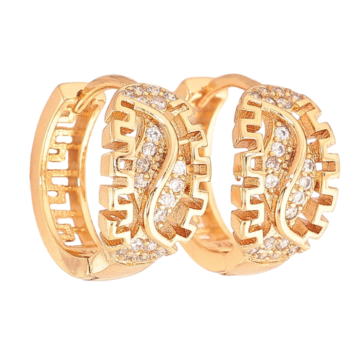 Серьги Xuping цвет Позолота 18К колечки "Узор с кристаллами" фото №2