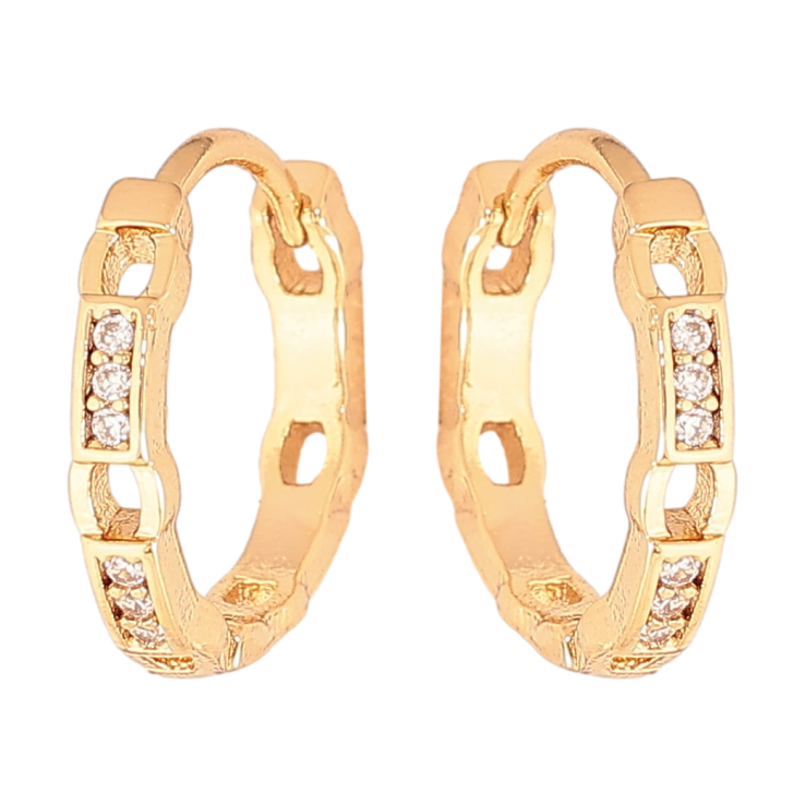 Сережки Xuping колір Позолота 18К колечка "Візерунок з кристалами" фото №6