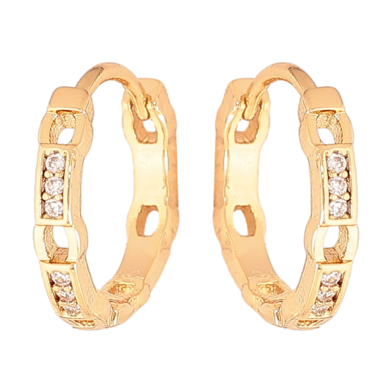 Сережки Xuping колір Позолота 18К колечка "Візерунок з кристалами" фото №1