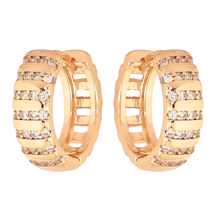 Сережки Xuping колір Позолота 18К колечка "Візерунок з кристалами" фото №5