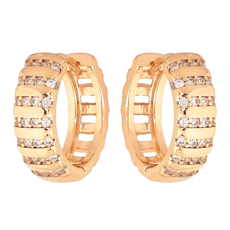 Сережки Xuping колір Позолота 18К колечка "Візерунок з кристалами" фото №1