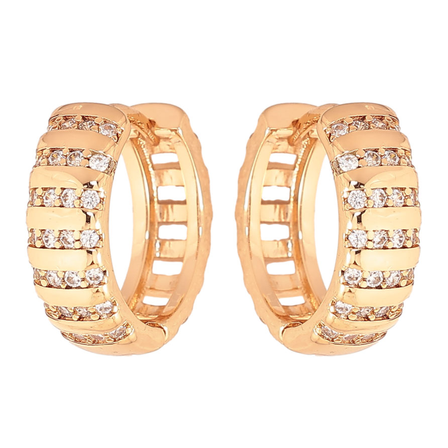 Сережки Xuping колір Позолота 18К колечка "Візерунок з кристалами" фото №1