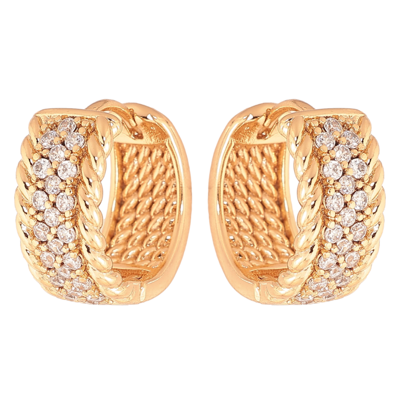 Сережки Xuping колір Позолота 18К колечка "Візерунок з кристалами" фото №1