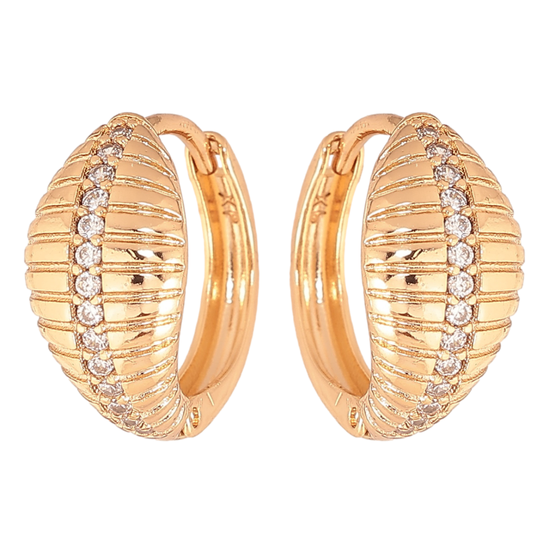 Серьги Xuping цвет Позолота 18К колечки "Узор с кристаллами" фото №1 Серьги Xuping цвет Позолота 18К колечки "Узор с кристаллами" фото №1