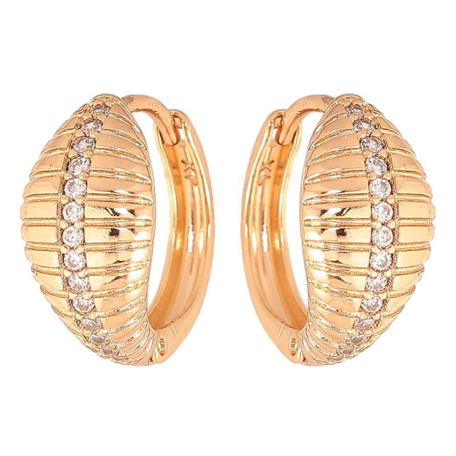 Сережки Xuping колір Позолота 18К колечка "Візерунок з кристалами" фото №1