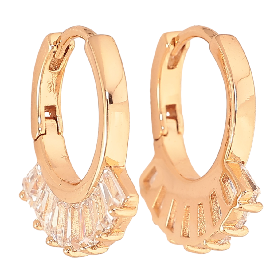 Серьги Xuping цвет Позолота 18К колечки "Узор с кристаллами" фото №1