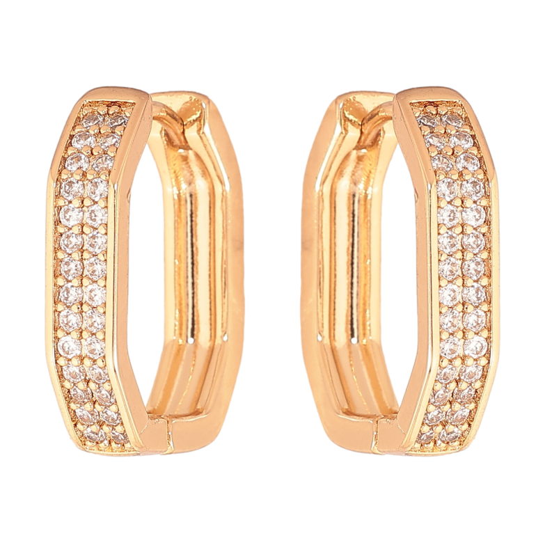 Серьги Xuping цвет Позолота 18К колечки "Инкрустация кристаллами" фото №1