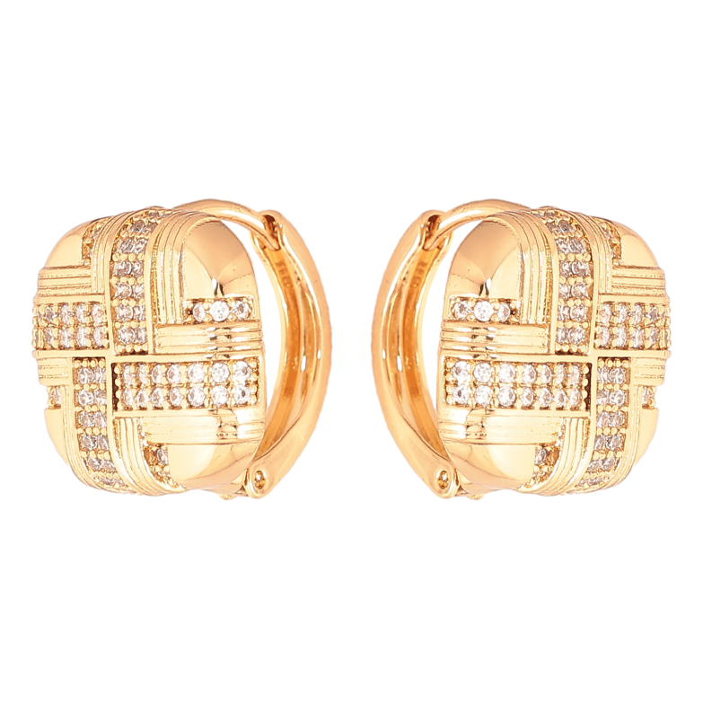 Сережки Xuping колір Позолота 18К колечка "Візерунок з кристалами" фото №1